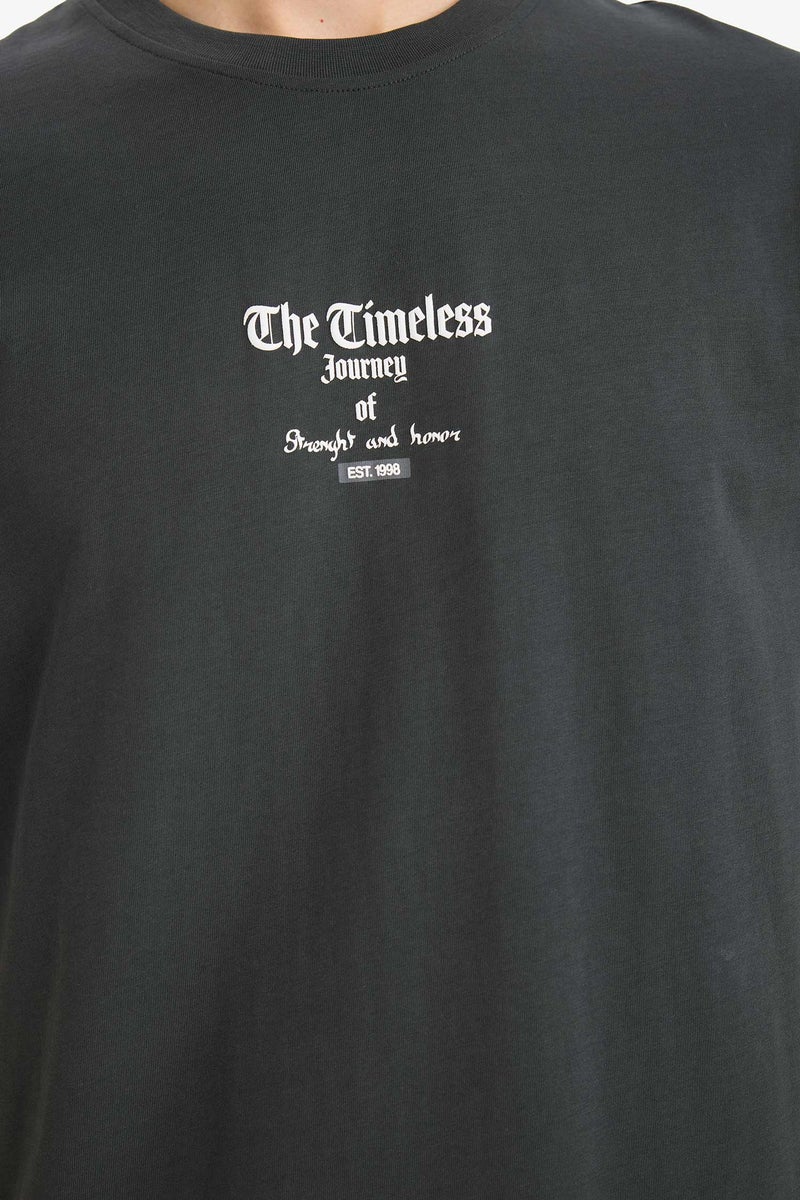 DeFacto Grey Man Boxy Fit Crew Neck Short Sleeve T-Shirt Casual - Image 4